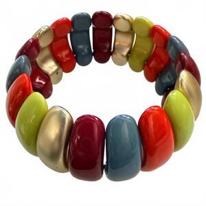 Vintage Avon Multicolor Lucite Bracelet Stretch Bold 90s
